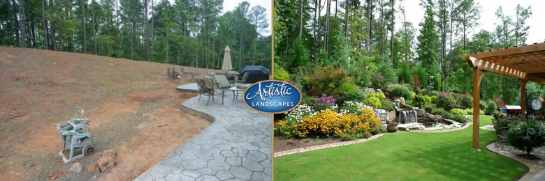 Arbor, waterfall before and after