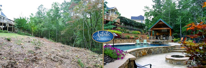 Before and after landscape transformation