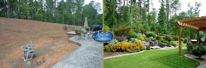 Before and after landscape transformation