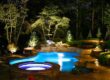 Custom Landscaping with pool and outdoor lighting
